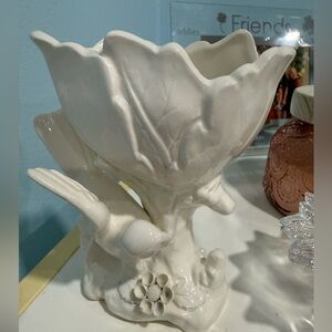 White Ceramic Bird Vase